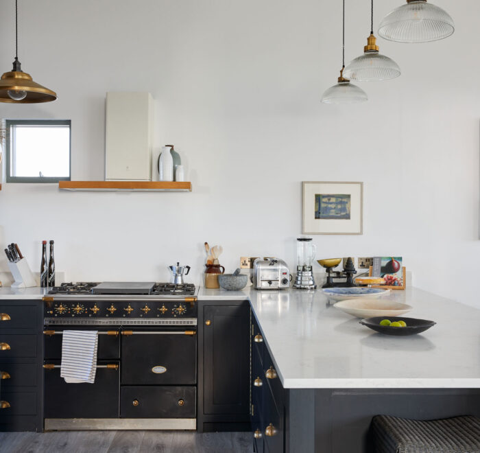 Bespoke kitchen with black Lacanche range cooker