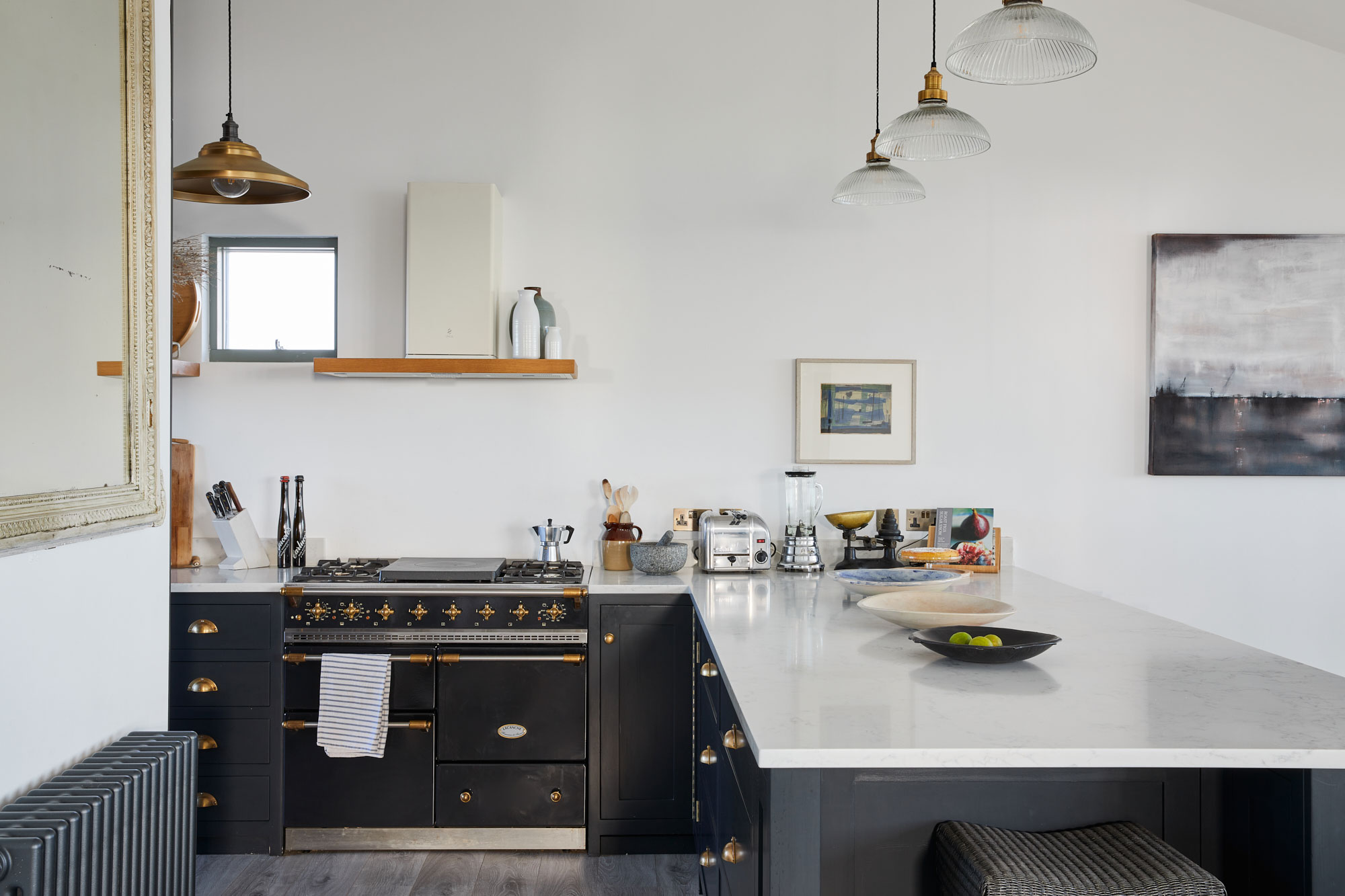 Bespoke kitchen with black Lacanche range cooker