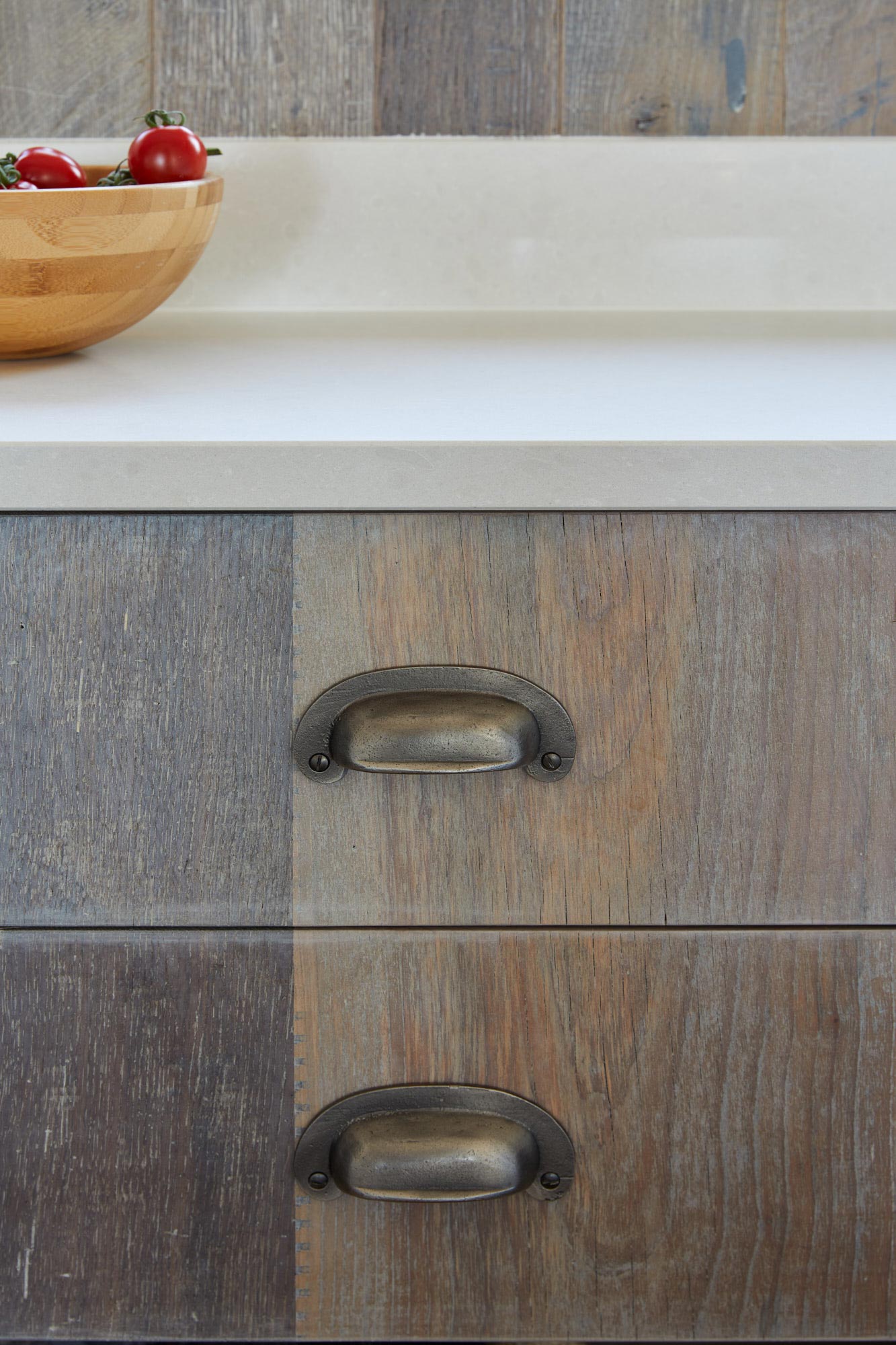 Reclaimed wood kitchen drawers