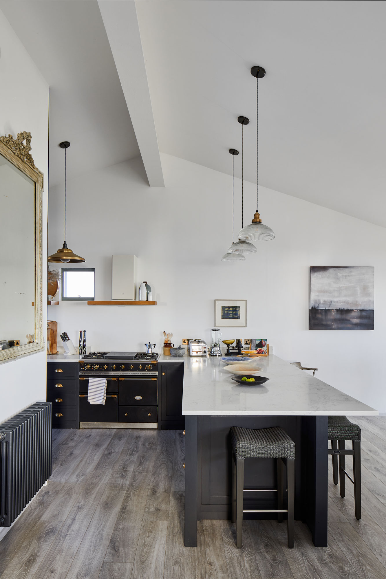 Kitchen with vaulted ceiling