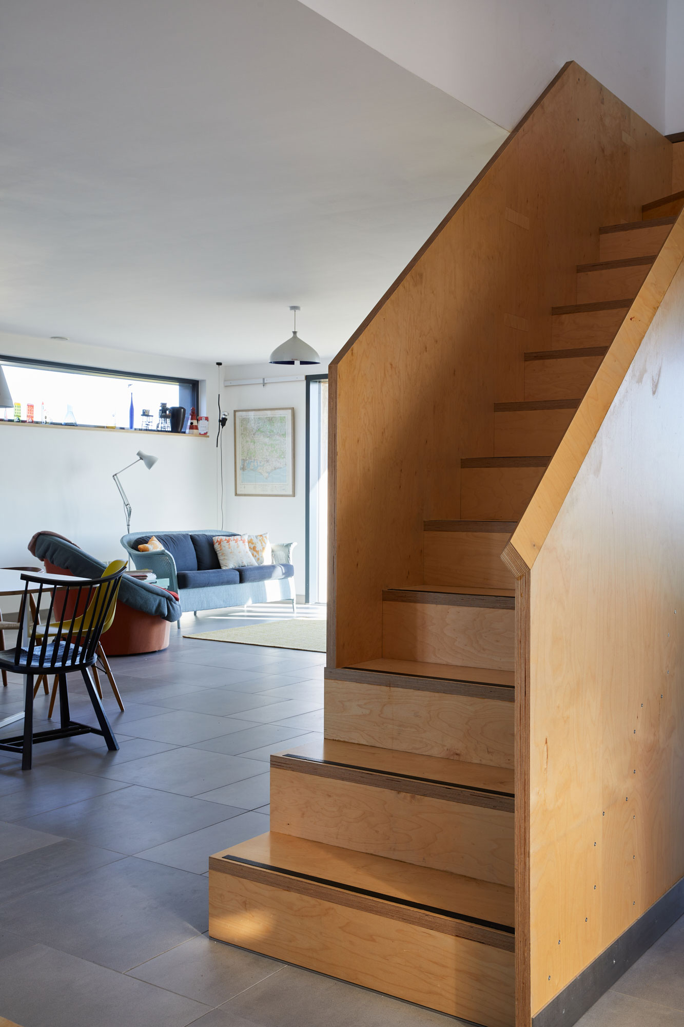 Birch plywood staircase