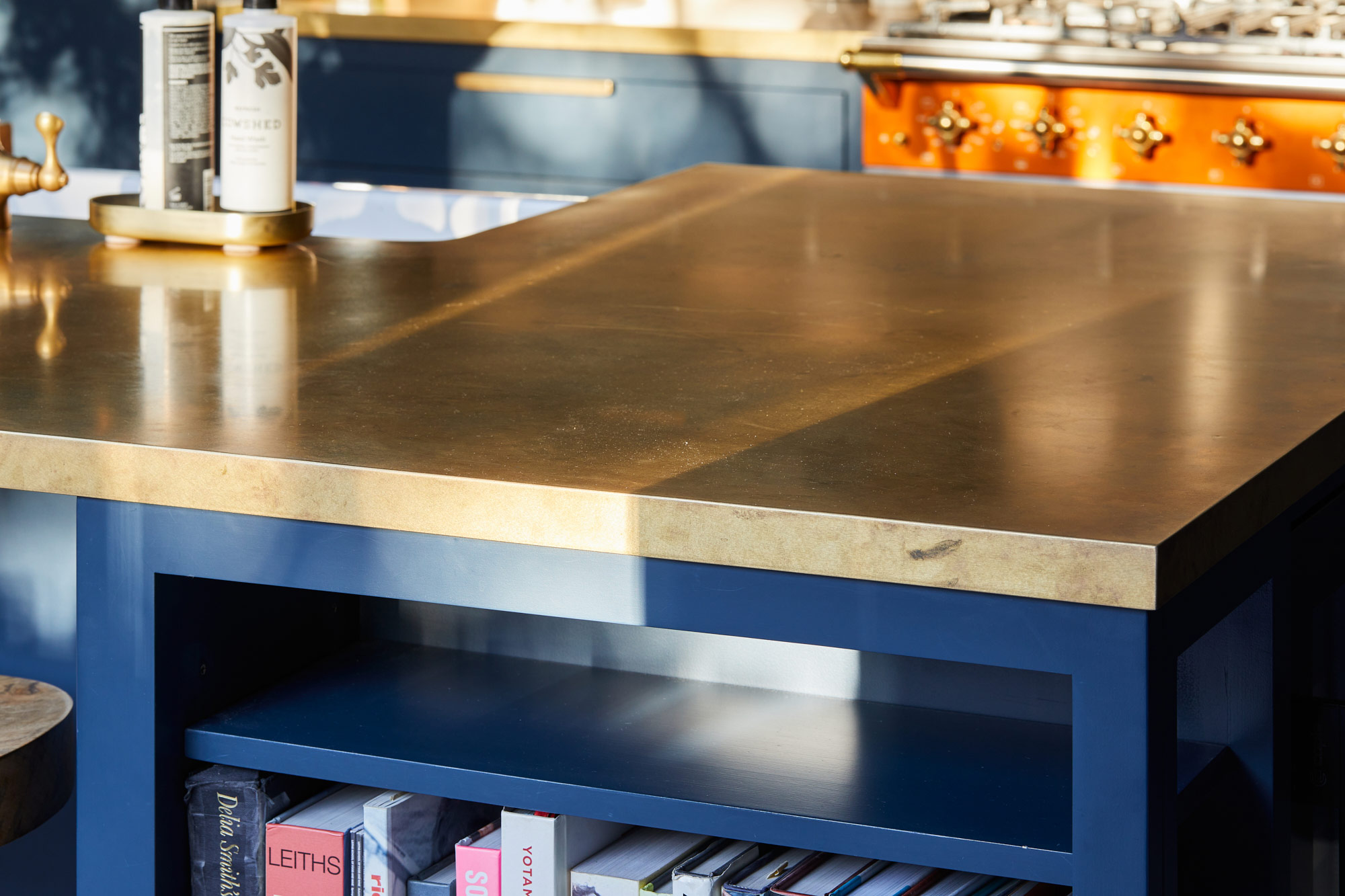 Antique brass worktop edge detail