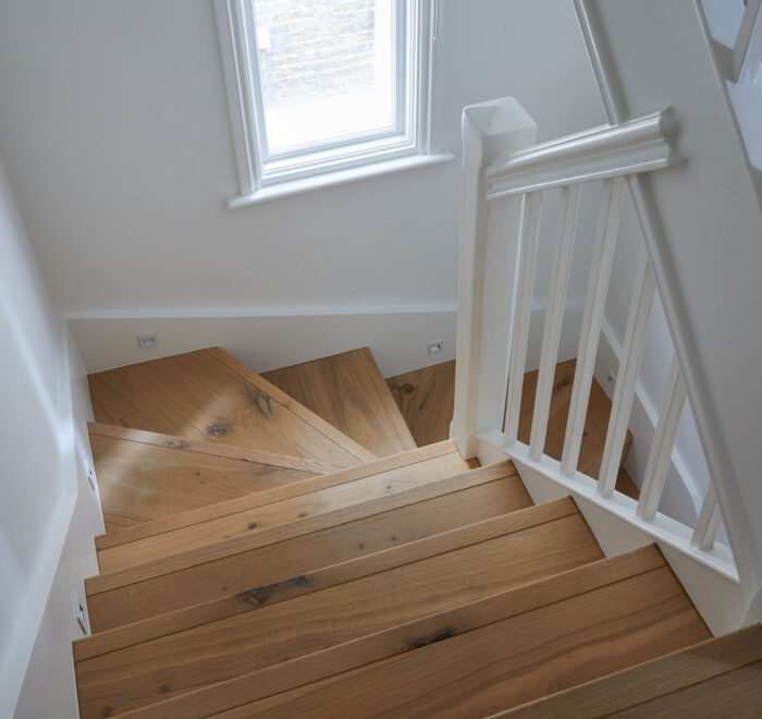 Colour matched oak flooring staircase