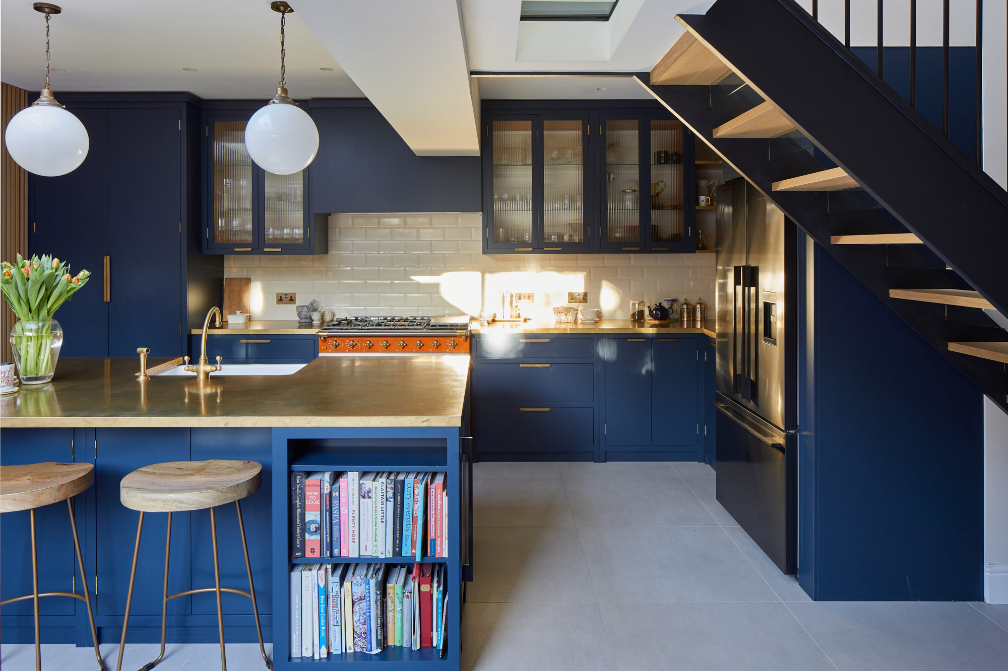 Contemporary Little Greene blue kitchen cabinets by The Main Company