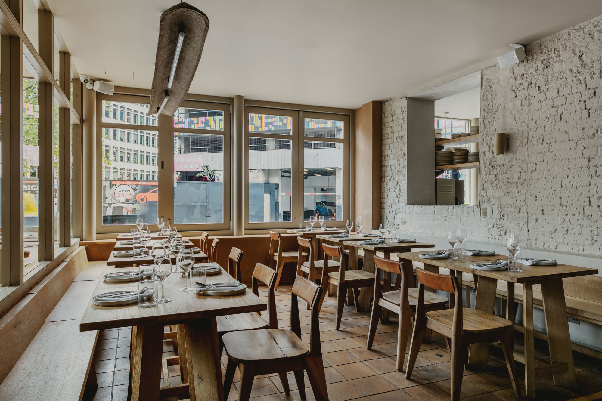 Light and airy restaurant seating