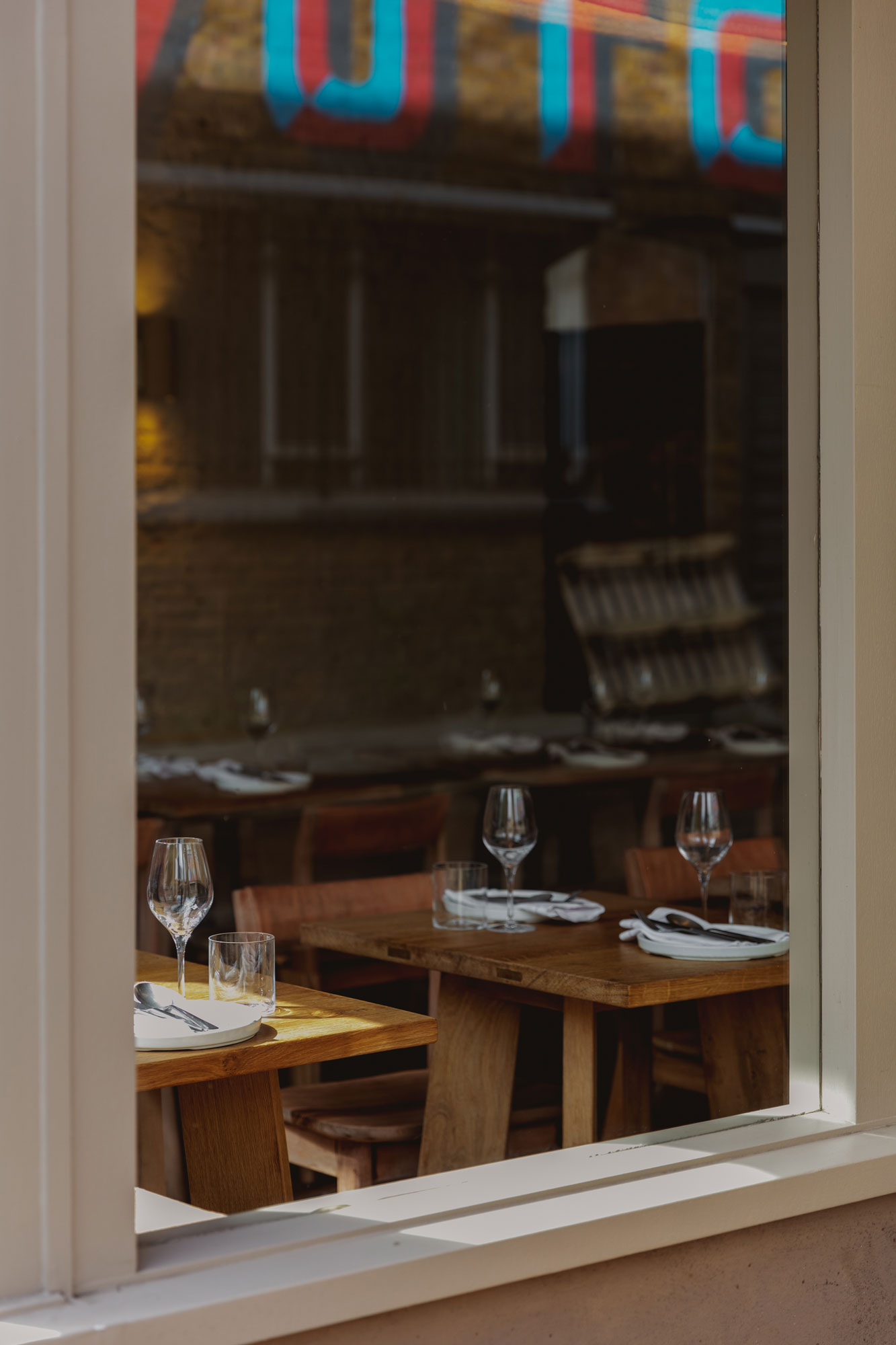 Dining tables and chairs in London restaurant