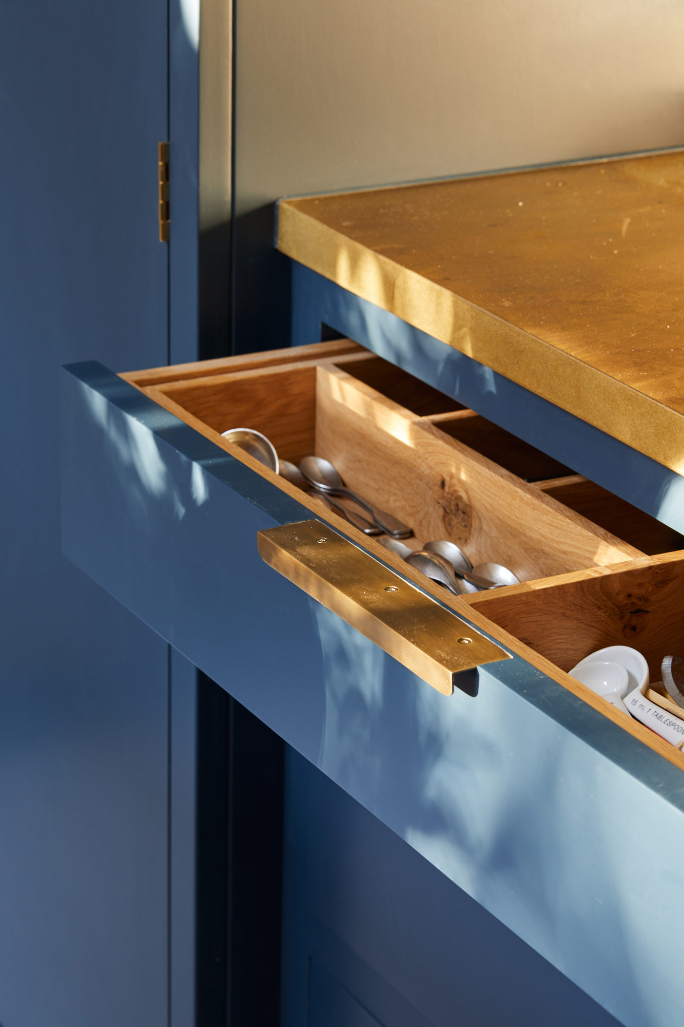Oak utensil kitchen drawer insert