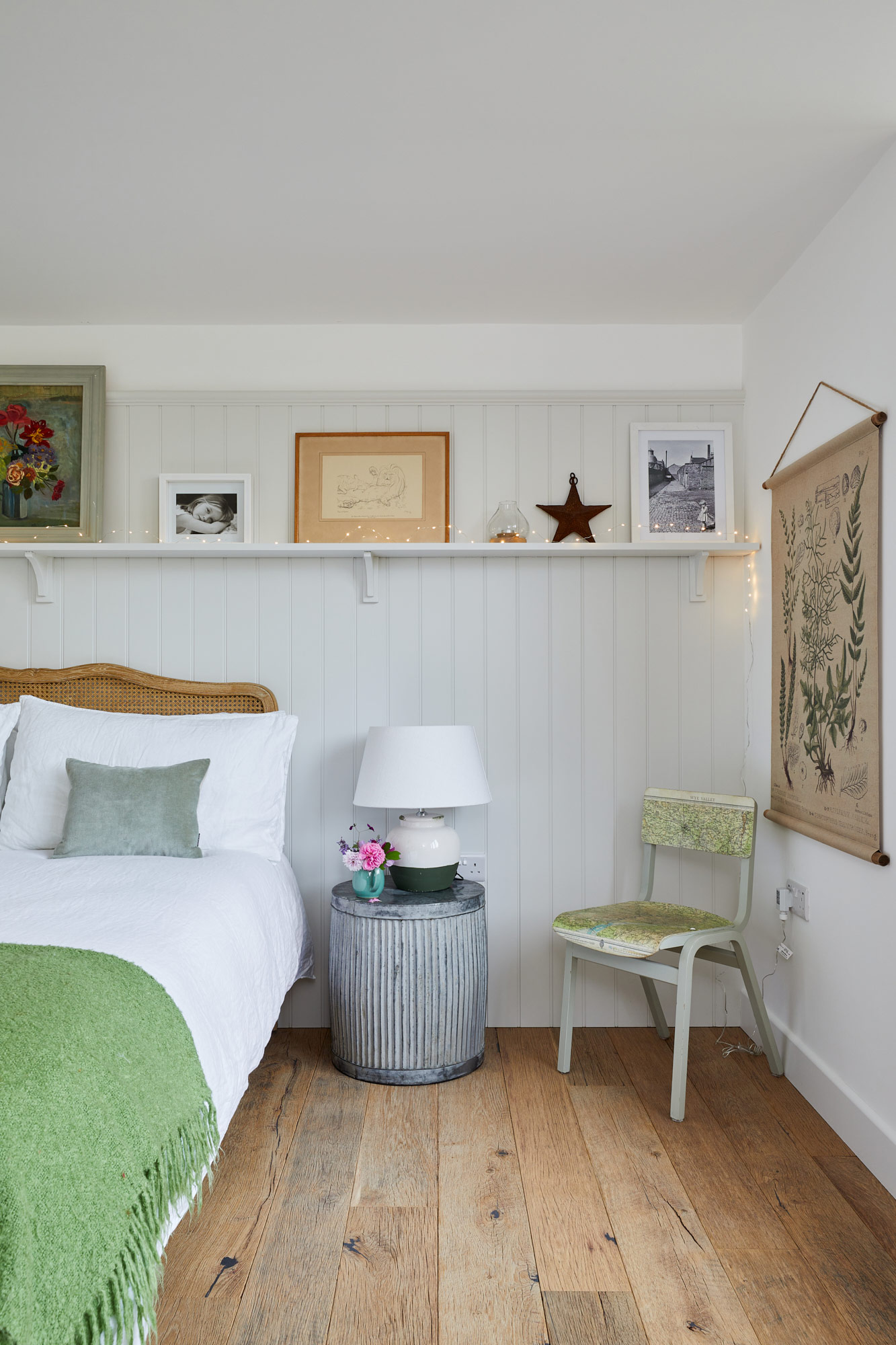 Bedroom with reclaimed oak flooring