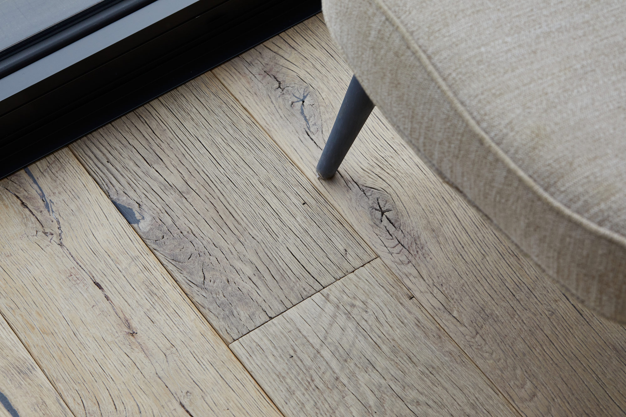 Close up reclaimed oak flooring