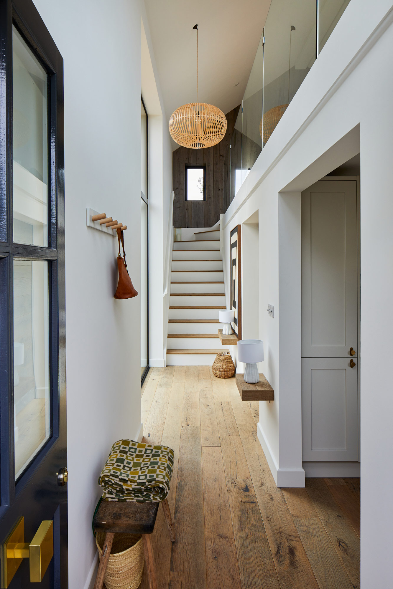 Barn hallway with reclaimed oak floor boards