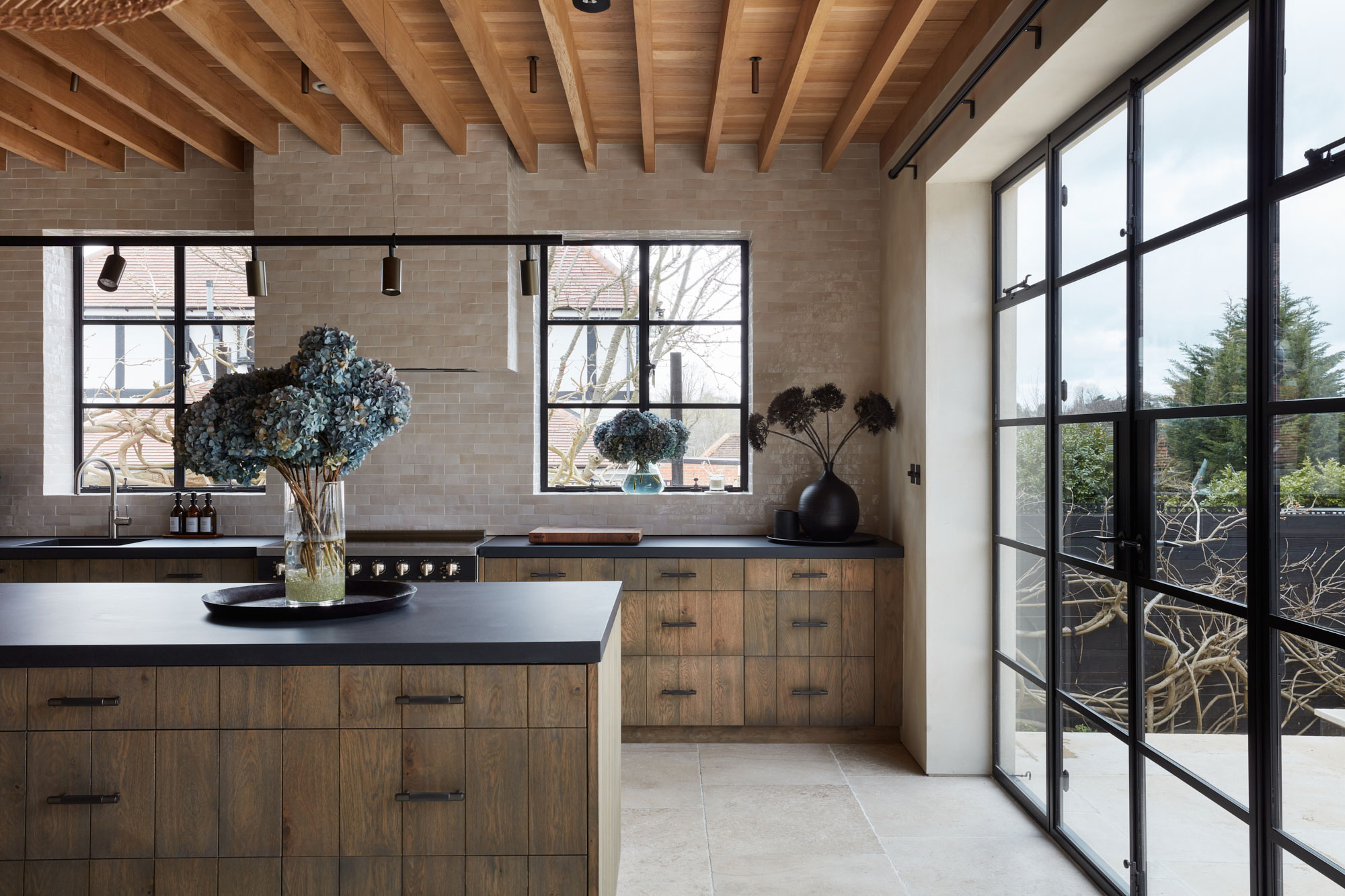 Bespoke kitchen with crittal doors