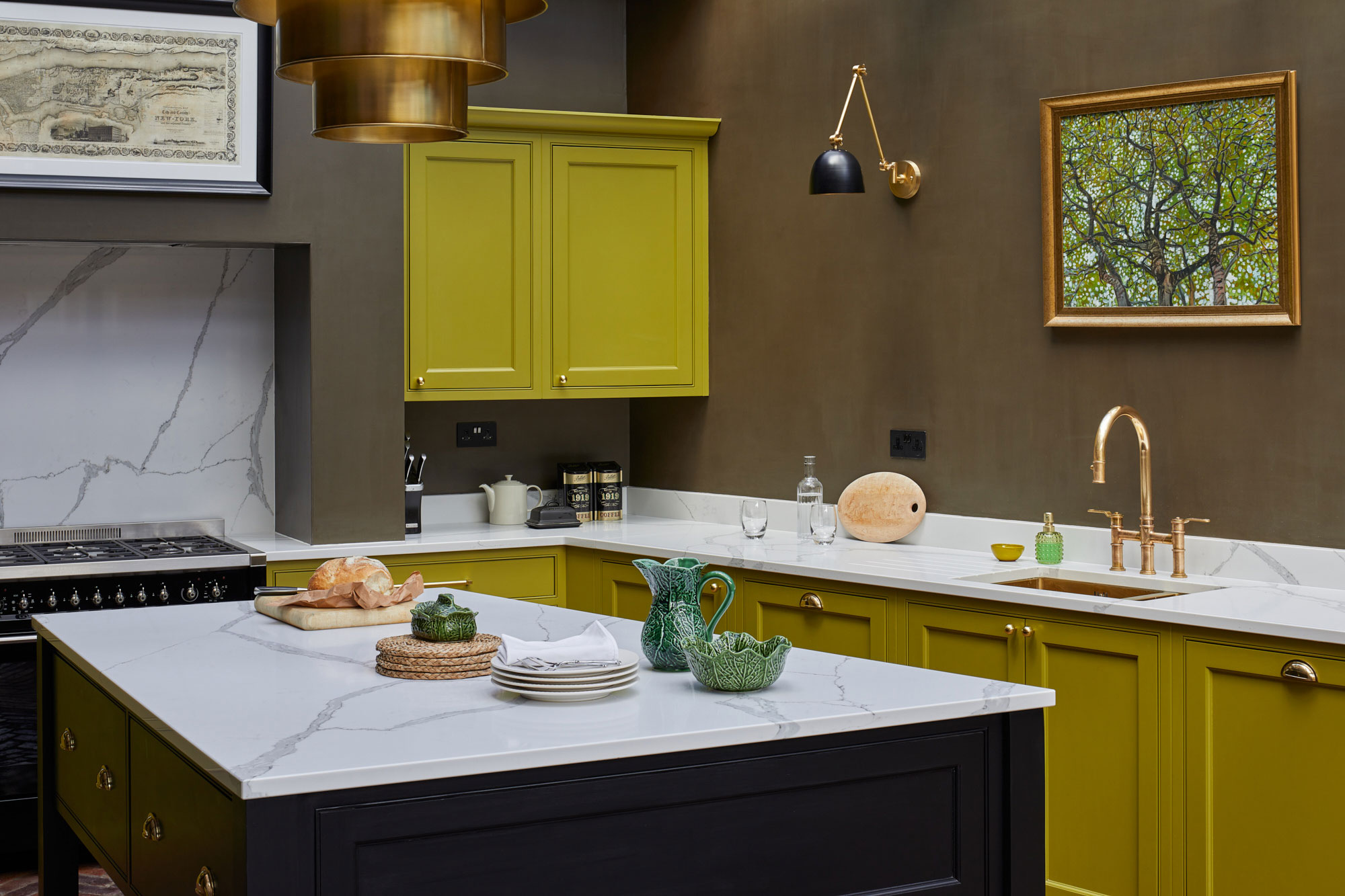 lime green kitchen cabinets using Little Greene paint