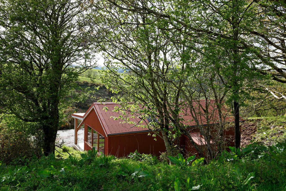 Orange log cabin