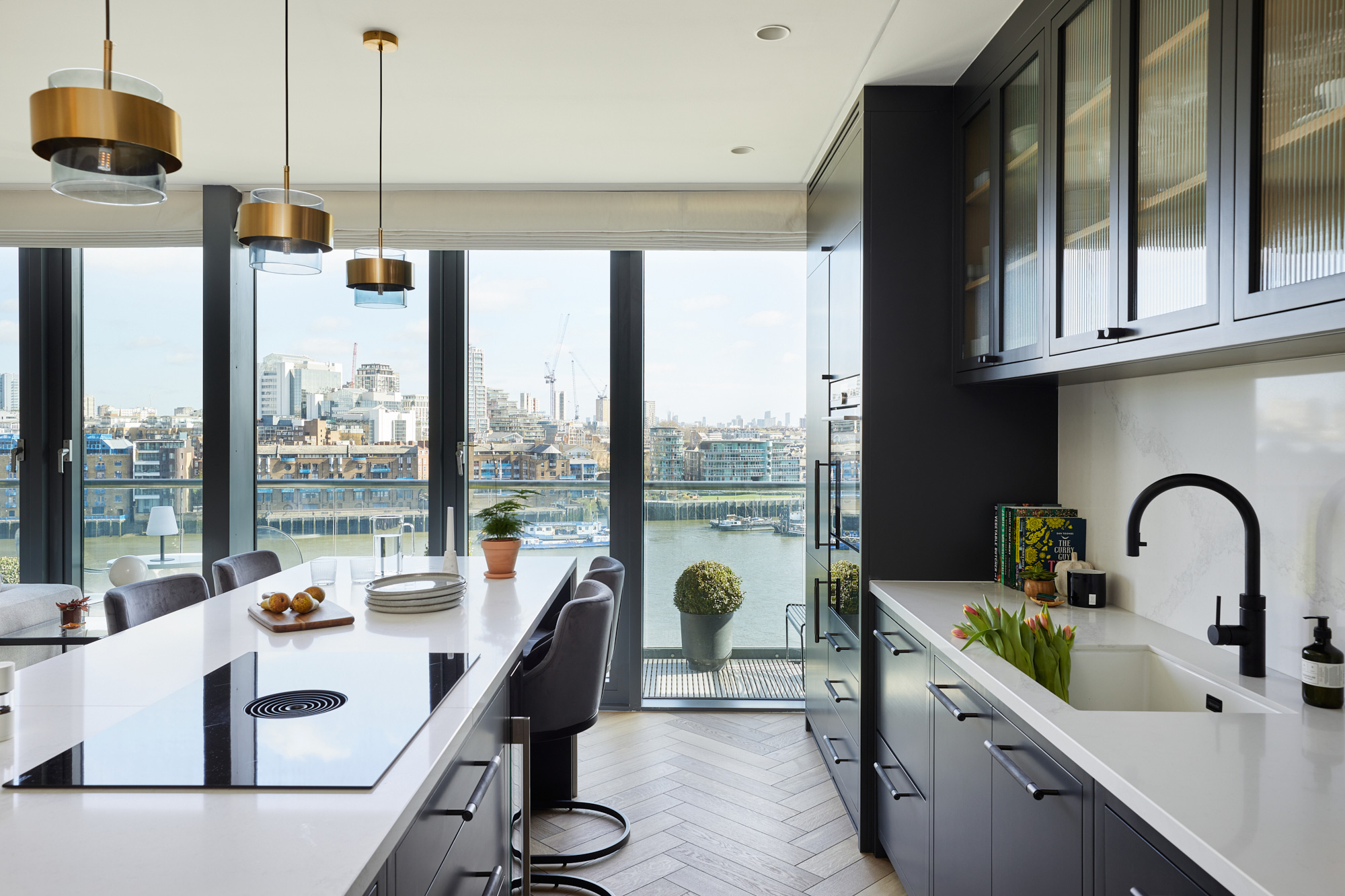 Bespoke kitchen overlooking the river Thames