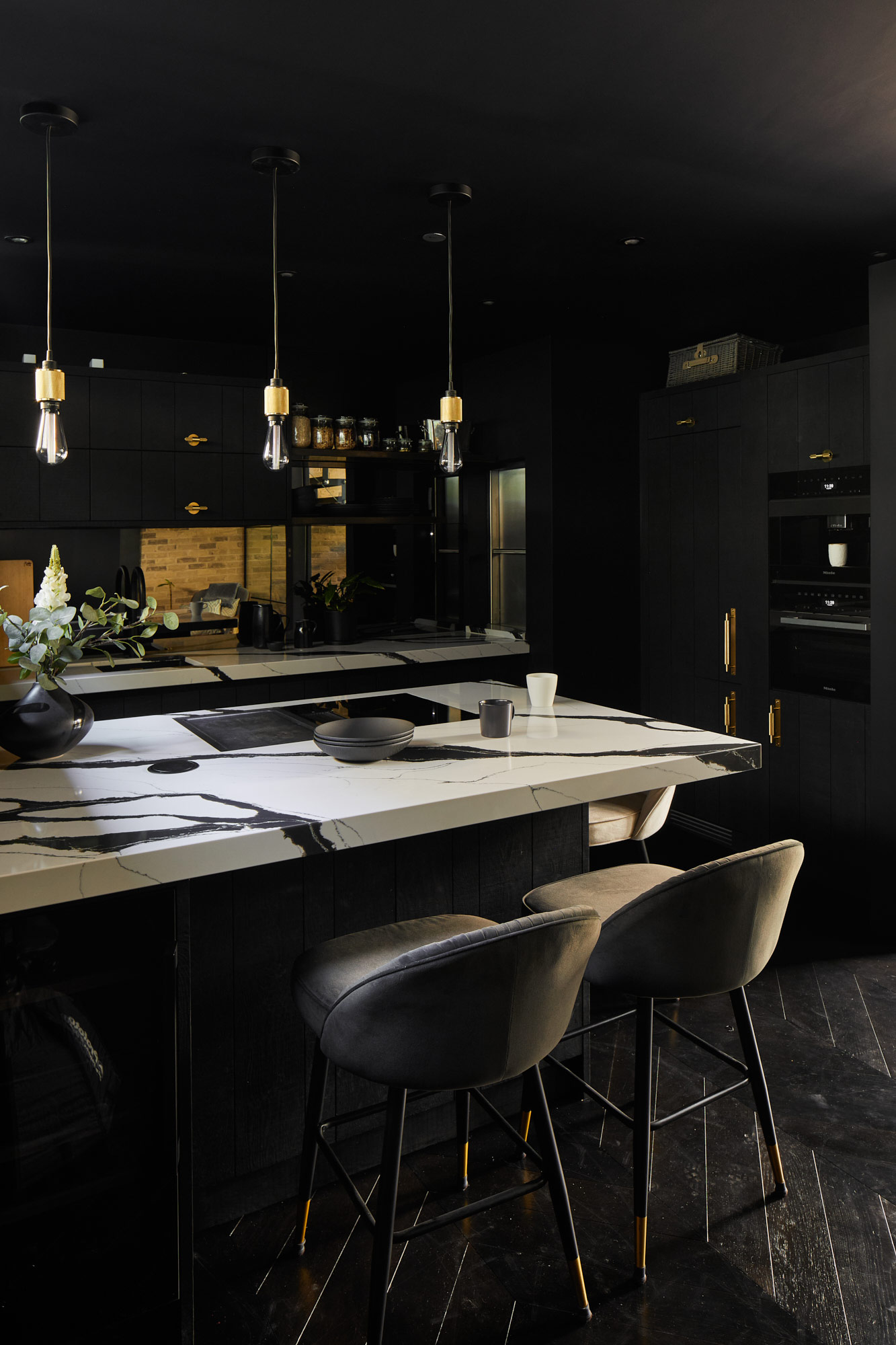 Industrial kitchen with breakfast bar