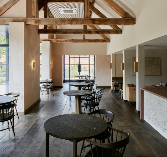 Restaurant wood flooring in commercial project