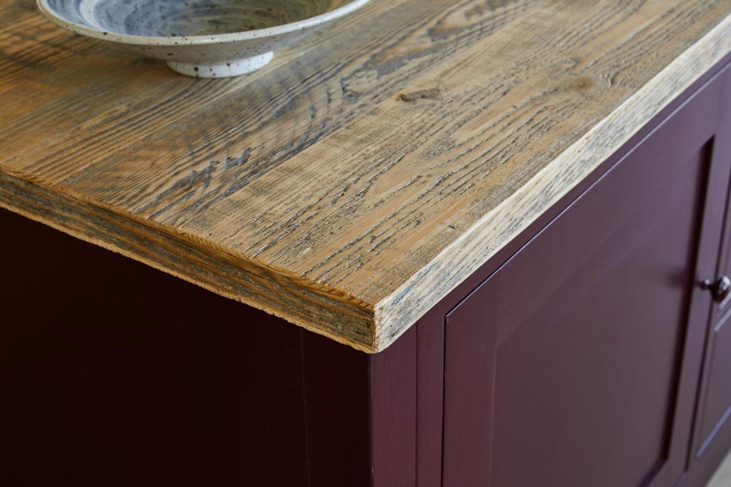 kitchen countertop with reclaimed wood - sustainable kitchen material