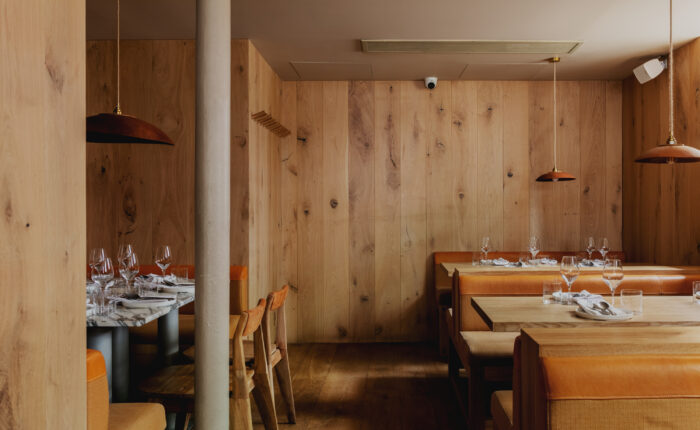 restaurant with wood cladding