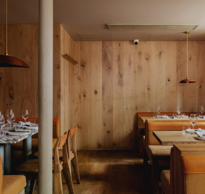 restaurant with wood cladding