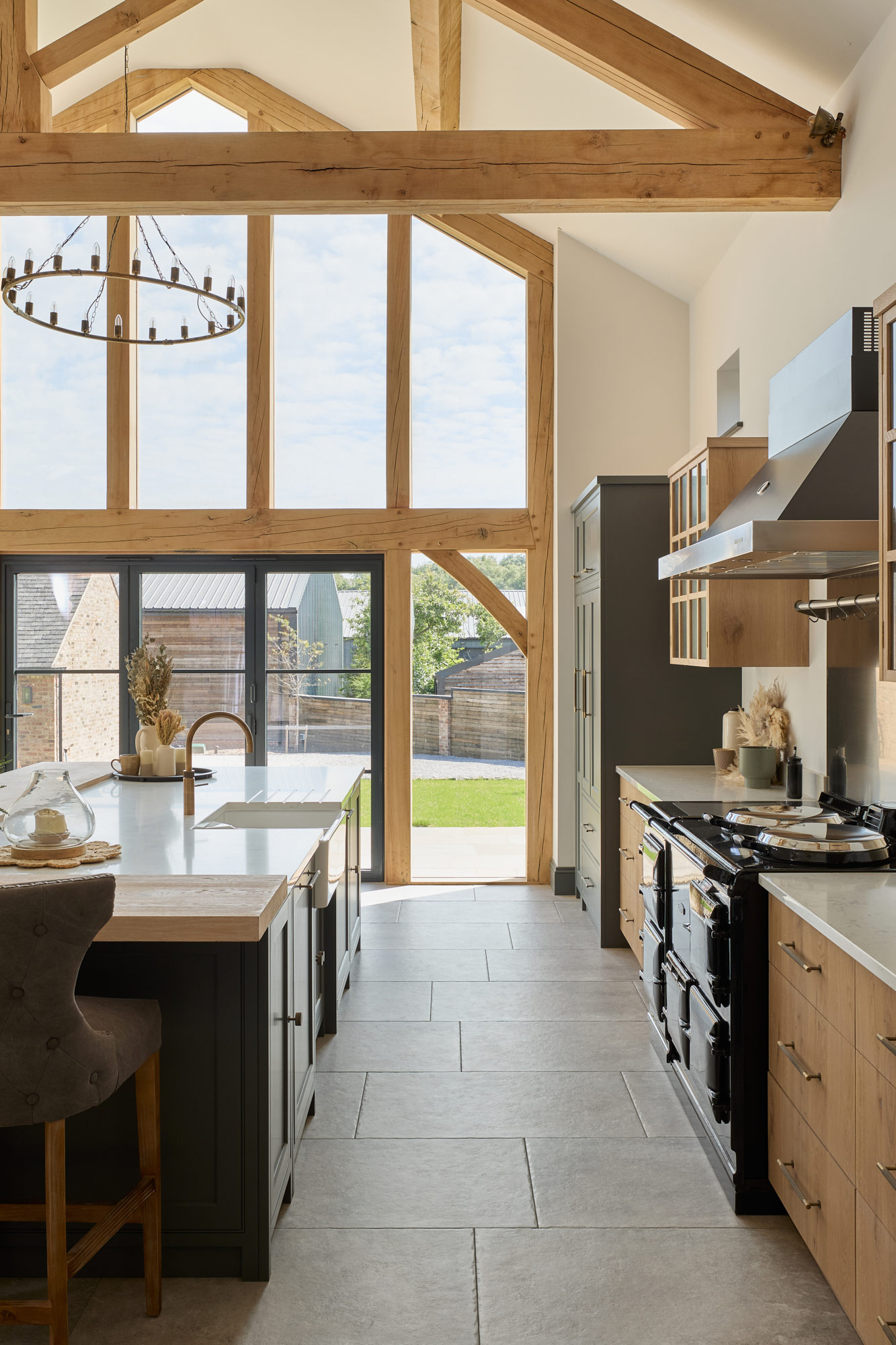 bespoke kitchen onlooks patio doors to garden