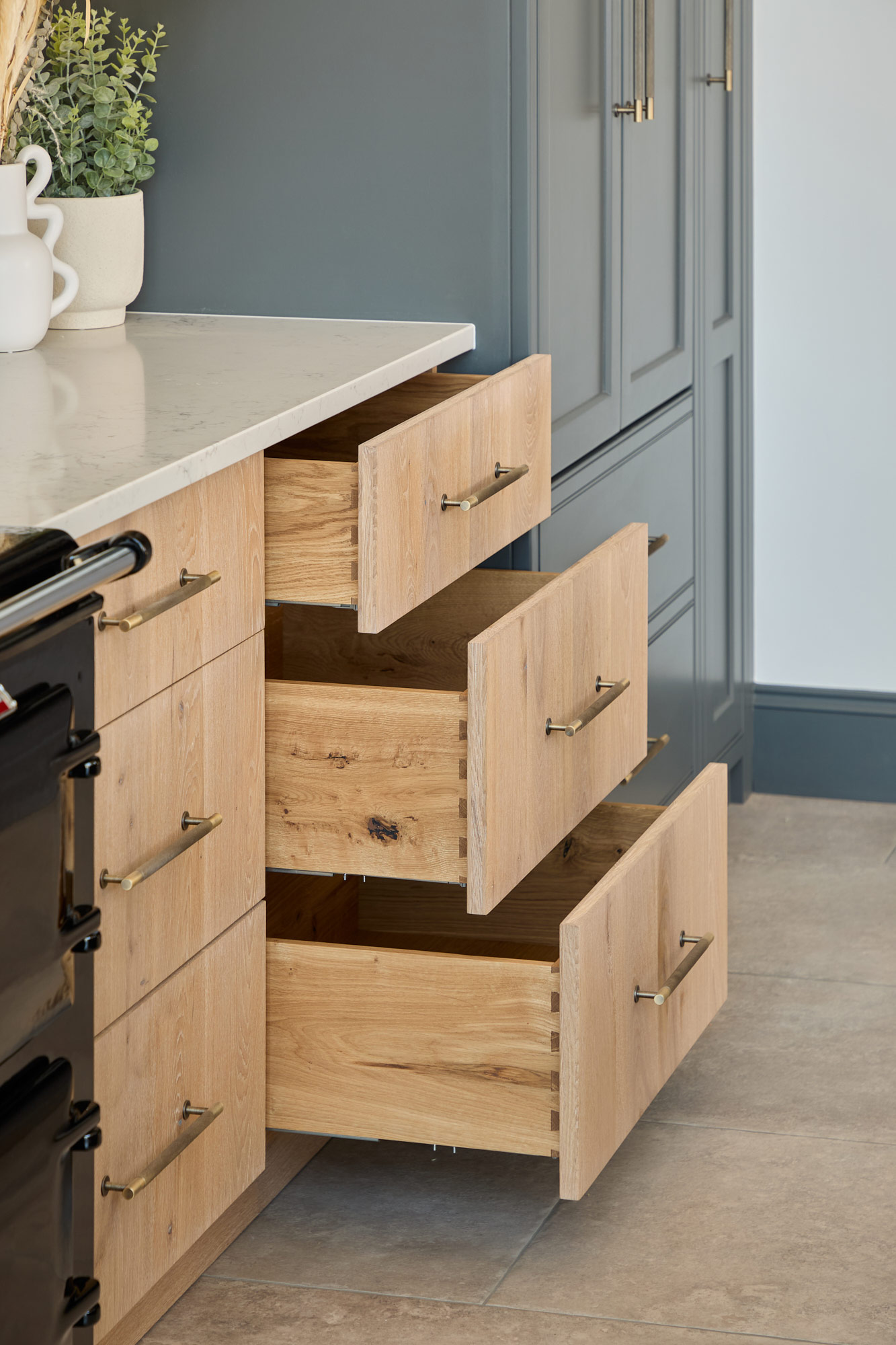 solid oak kitchen drawers