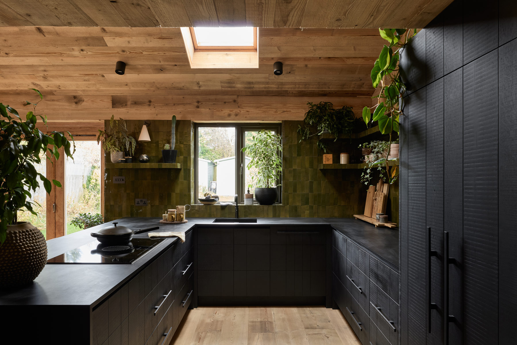 kitchen with dark cabinets