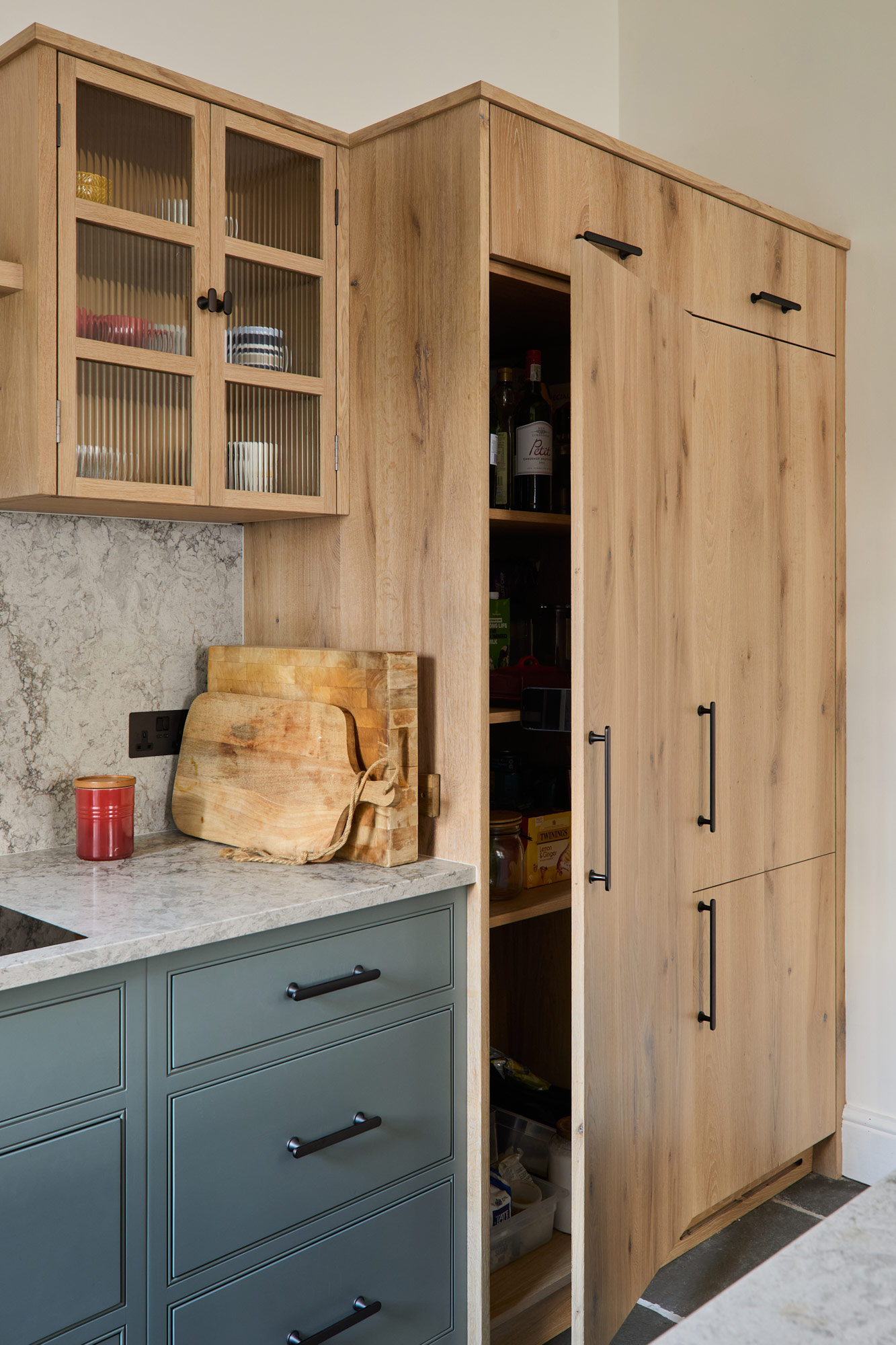 tall oak kitchen storage